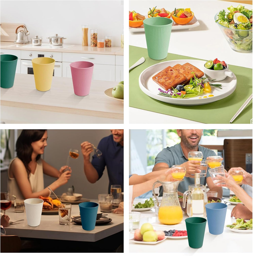 Set of 8 Colorful Plastic Cups – Reusable Drinking Cups for Coffee, Tea, Milk, and Picnics (8 Colors)