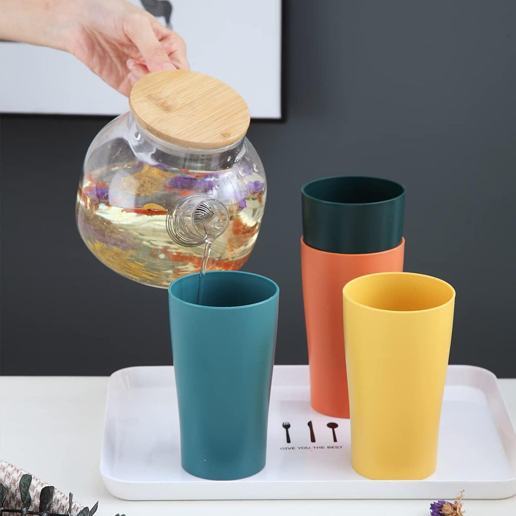Set of 8 plastic cups, 450ml coffee mugs, unbreakable drinking cups for children and adults, reusable cups for water