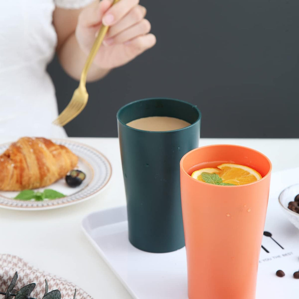 Set of 8 plastic cups, 450ml coffee mugs, unbreakable drinking cups for children and adults, reusable cups for water
