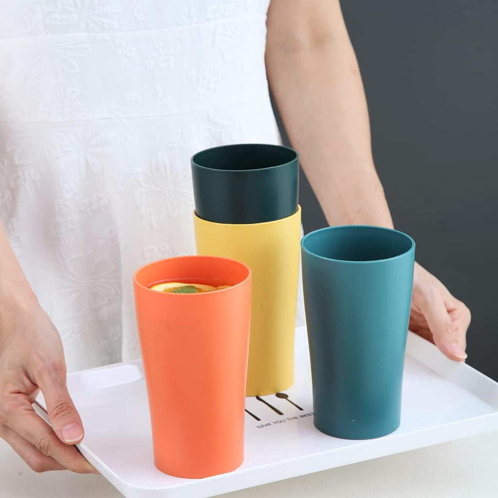 Set of 8 plastic cups, 450ml coffee mugs, unbreakable drinking cups for children and adults, reusable cups for water