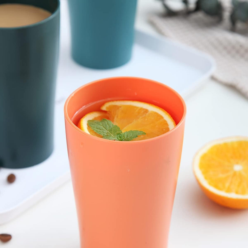 Set of 8 plastic cups, 450ml coffee mugs, unbreakable drinking cups for children and adults, reusable cups for water