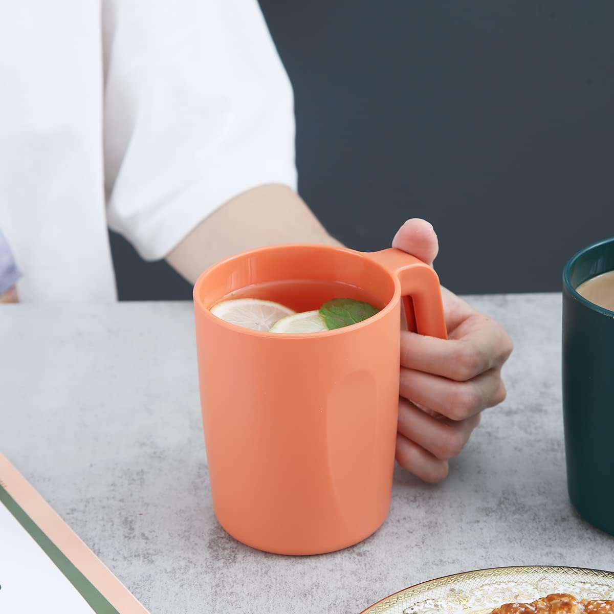 8-Piece Plastic Cup Set – Unbreakable and Reusable; Lightweight Travel Coffee Cups & Espresso Cups; BPA-Free