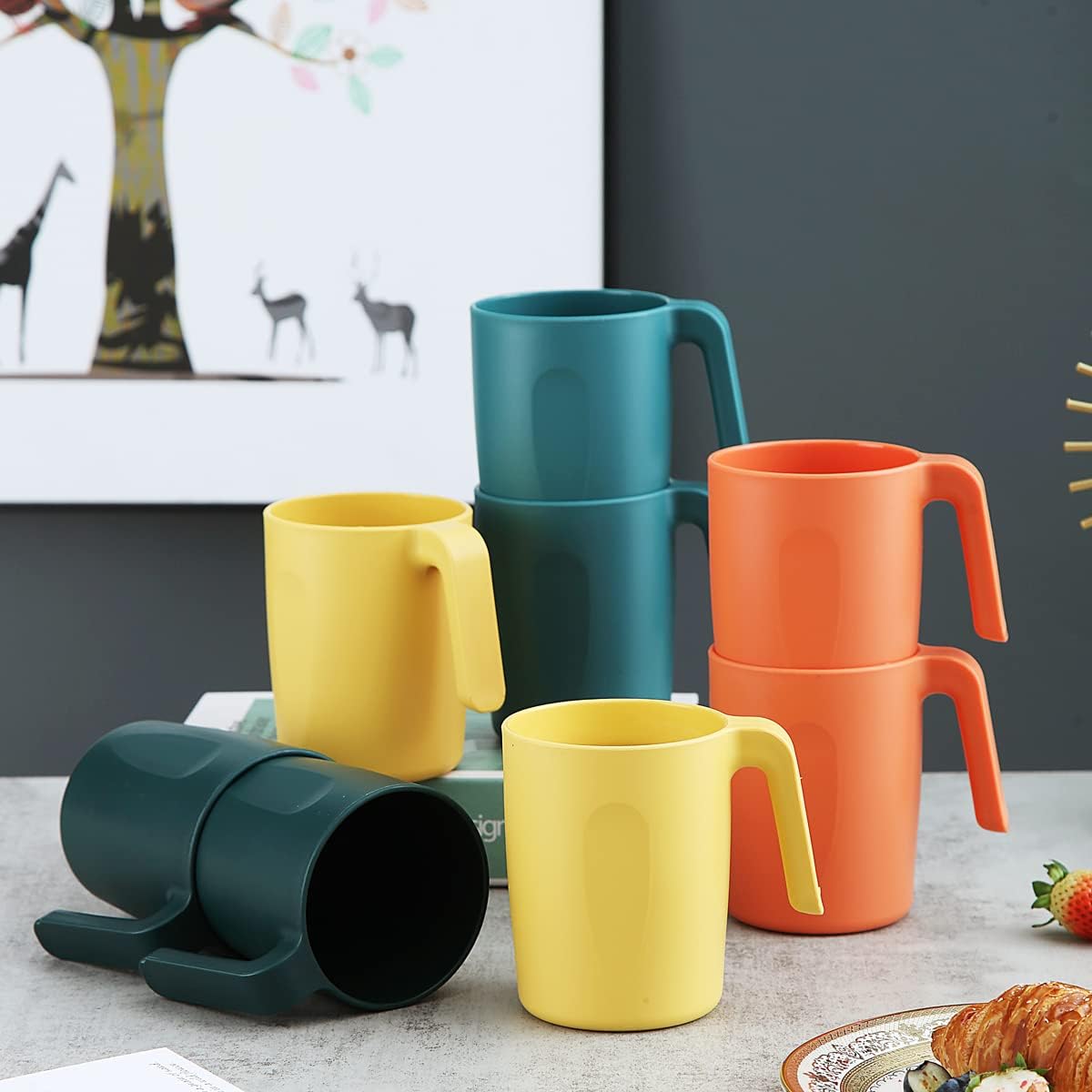 8-Piece Plastic Cup Set – Unbreakable and Reusable; Lightweight Travel Coffee Cups & Espresso Cups; BPA-Free
