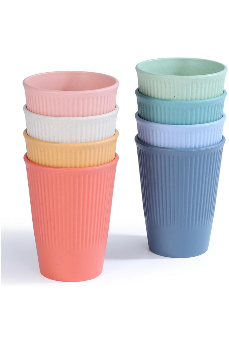 Set of 8 Plastic Cups for Kids and Adults – Unl Drinking Cups (BPA-Free) – Dibreakable 350mshwasher-Safe & Reusable (8 Colors)