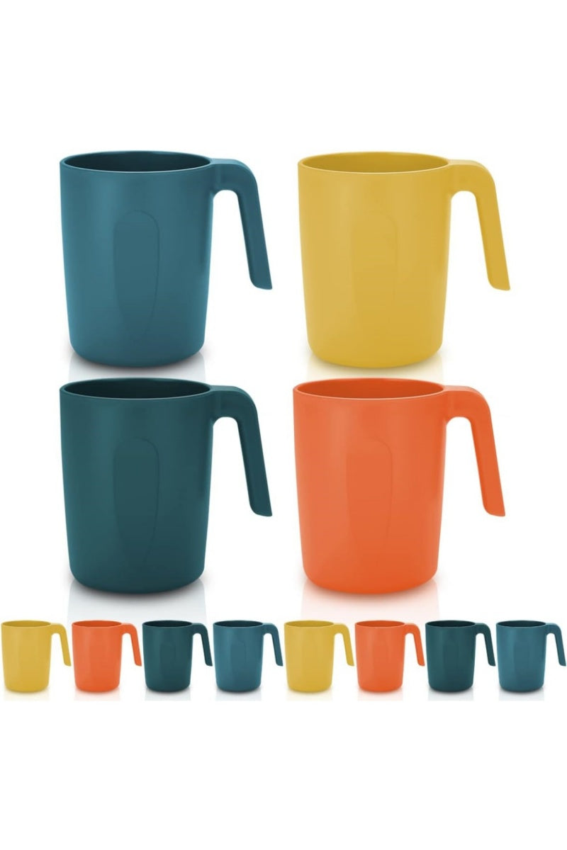 8-Piece Plastic Cup Set – Unbreakable and Reusable; Lightweight Travel Coffee Cups & Espresso Cups; BPA-Free
